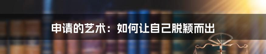 申请的艺术：如何让自己脱颖而出