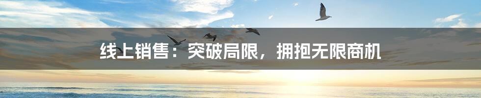 线上销售：突破局限，拥抱无限商机