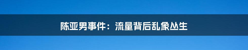 陈亚男事件：流量背后乱象丛生