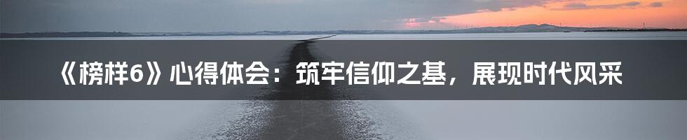 《榜样6》心得体会:筑牢信仰之基,展现时代风采