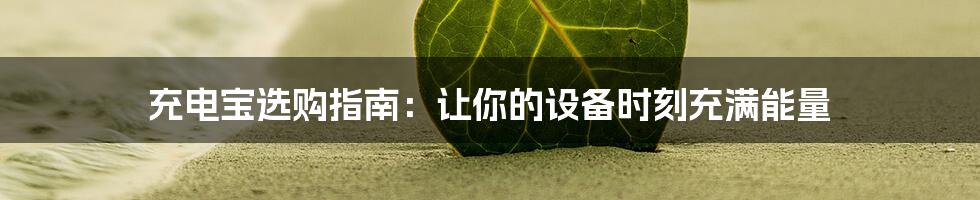 充电宝选购指南：让你的设备时刻充满能量