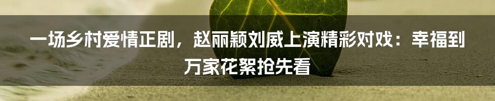 一场乡村爱情正剧,赵丽颖刘威上演精彩对戏:幸福到万家花絮抢先看