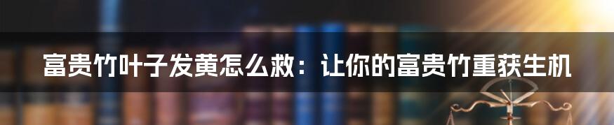 富贵竹叶子发黄怎么救：让你的富贵竹重获生机