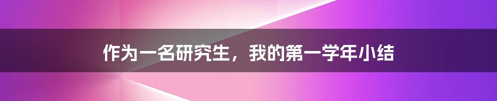 作为一名研究生，我的第一学年小结