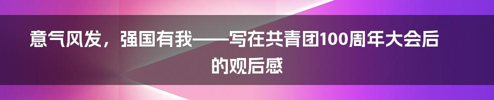 意气风发,强国有我——写在共青团100周年大会后的观后感
