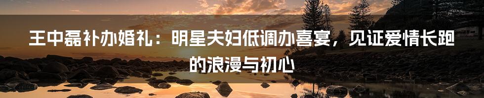 王中磊补办婚礼：明星夫妇低调办喜宴，见证爱情长跑的浪漫与初心