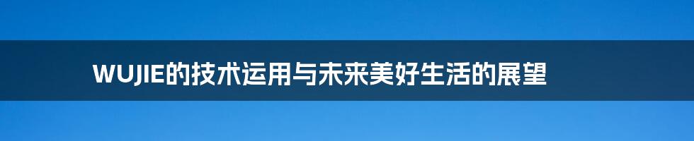 WUJIE的技术运用与未来美好生活的展望