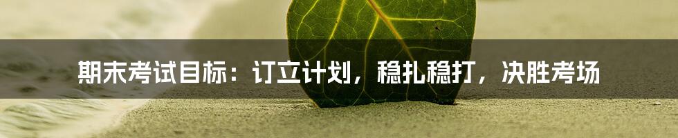 期末考试目标：订立计划，稳扎稳打，决胜考场