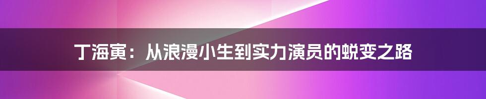 丁海寅：从浪漫小生到实力演员的蜕变之路