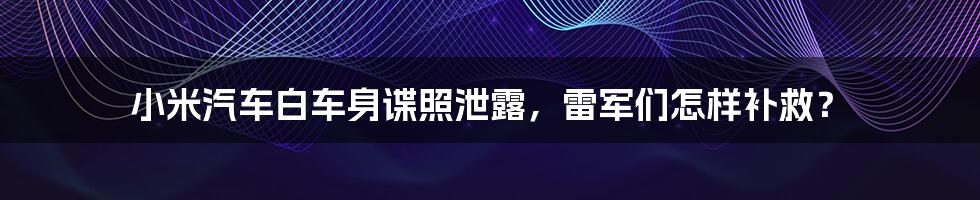 小米汽车白车身谍照泄露,雷军们怎样补救?