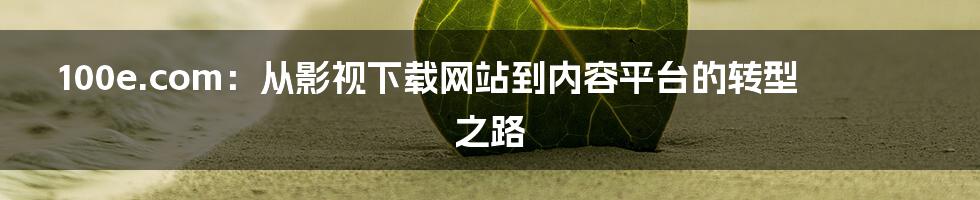 100e.com:从影视下载网站到内容平台的转型之路