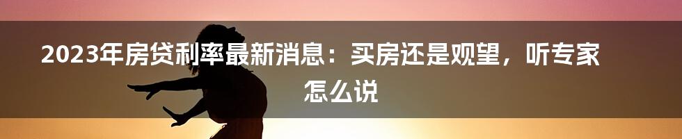 2023年房贷利率最新消息：买房还是观望，听专家怎么说