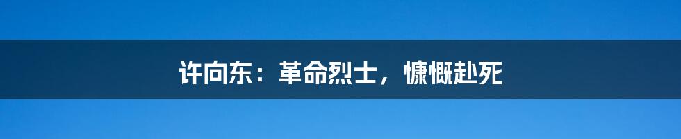 许向东：革命烈士，慷慨赴死