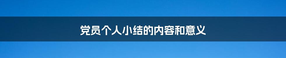 党员个人小结的内容和意义