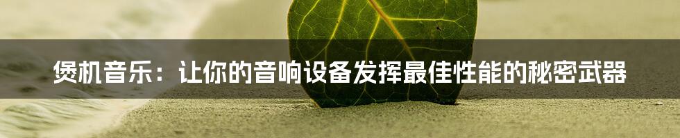 煲机音乐:让你的音响设备发挥最佳性能的秘密武器