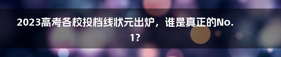 2023高考各校投档线状元出炉，谁是真正的No.1？