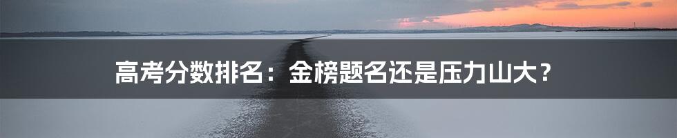 高考分数排名：金榜题名还是压力山大？