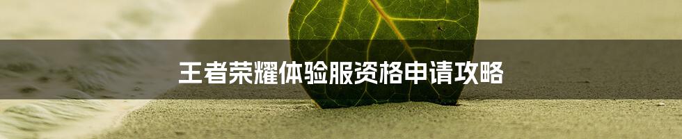 王者荣耀体验服资格申请攻略