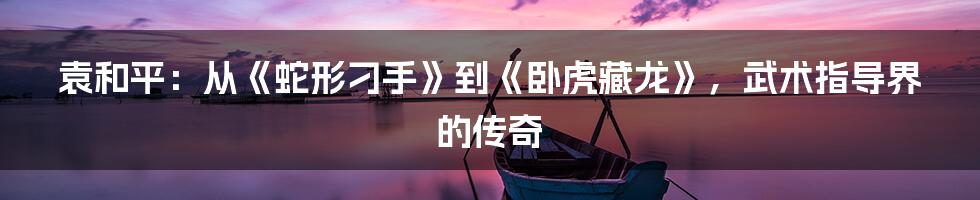 袁和平：从《蛇形刁手》到《卧虎藏龙》，武术指导界的传奇