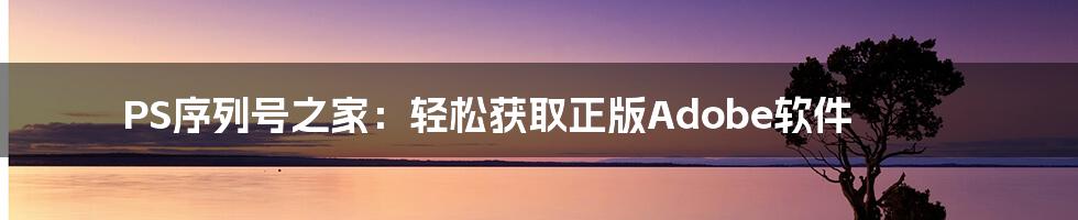 PS序列号之家:轻松获取正版Adobe软件