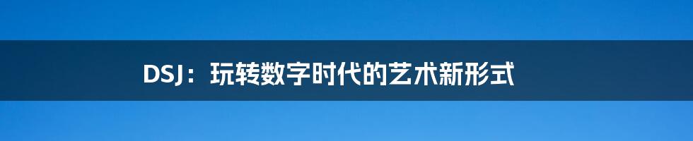 DSJ:玩转数字时代的艺术新形式