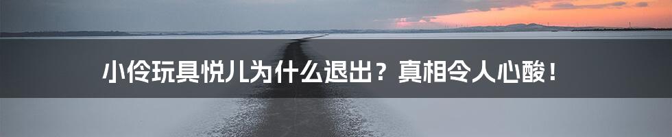 小伶玩具悦儿为什么退出?真相令人心酸!