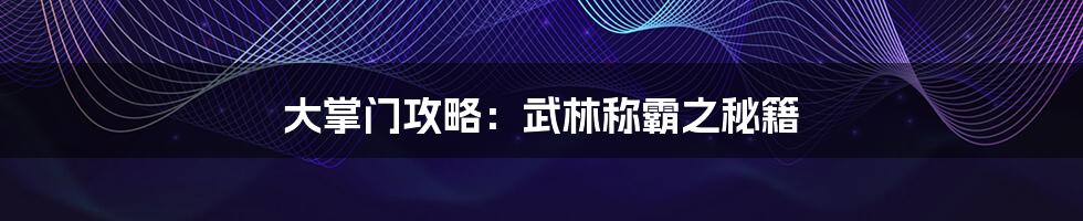 大掌门攻略:武林称霸之秘籍