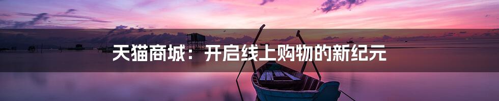 天猫商城：开启线上购物的新纪元