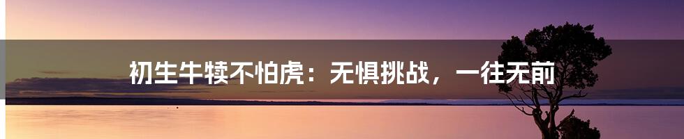 初生牛犊不怕虎:无惧挑战,一往无前