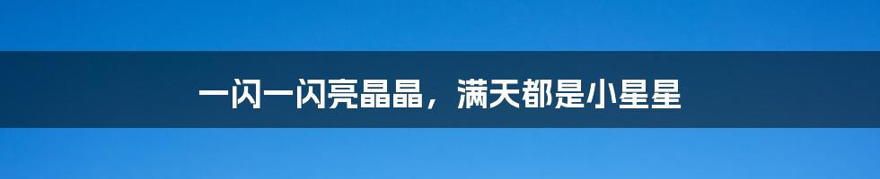 一闪一闪亮晶晶,满天都是小星星