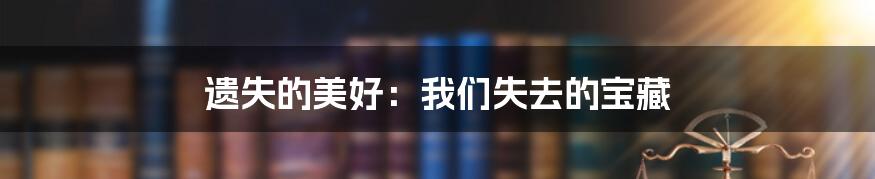 遗失的美好:我们失去的宝藏