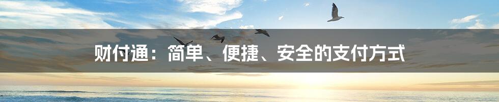 财付通：简单、便捷、安全的支付方式