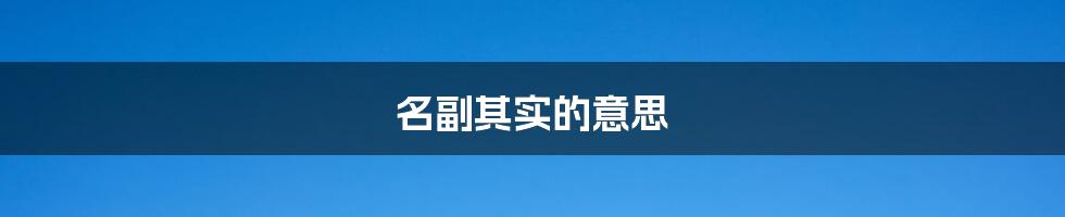 名副其实的意思