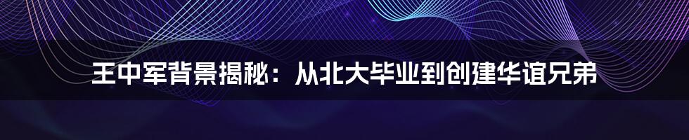 王中军背景揭秘:从北大毕业到创建华谊兄弟