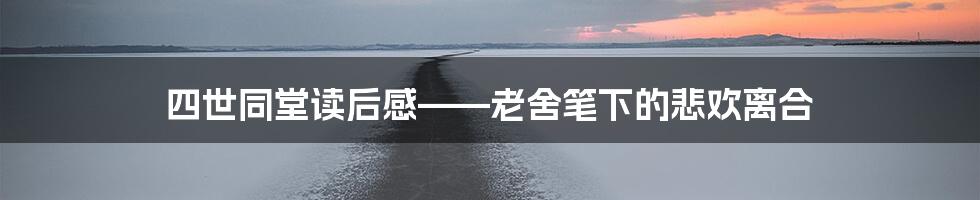 四世同堂读后感——老舍笔下的悲欢离合