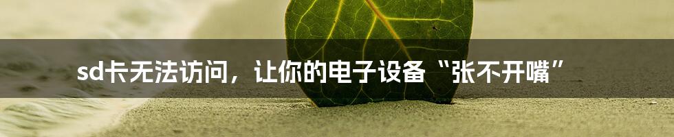 sd卡无法访问，让你的电子设备“张不开嘴”