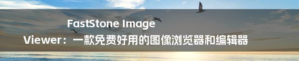 FastStone Image Viewer：一款免费好用的图像浏览器和编辑器