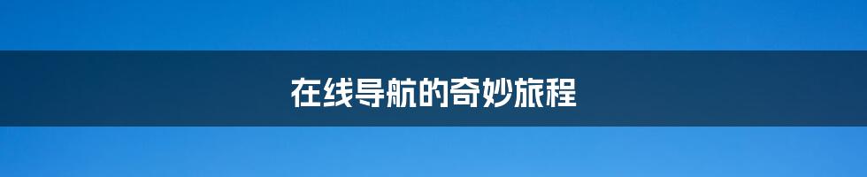 在线导航的奇妙旅程