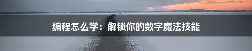编程怎么学：解锁你的数字魔法技能