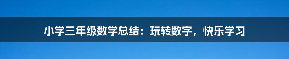 小学三年级数学总结：玩转数字，快乐学习