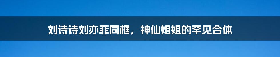 刘诗诗刘亦菲同框,神仙姐姐的罕见合体