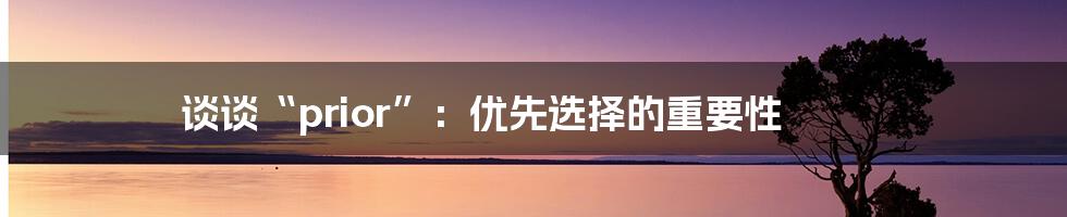 谈谈“prior”:优先选择的重要性