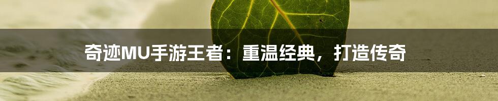 奇迹MU手游王者:重温经典,打造传奇