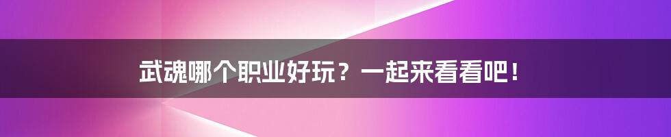 武魂哪个职业好玩？一起来看看吧！