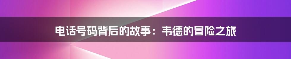 电话号码背后的故事:韦德的冒险之旅