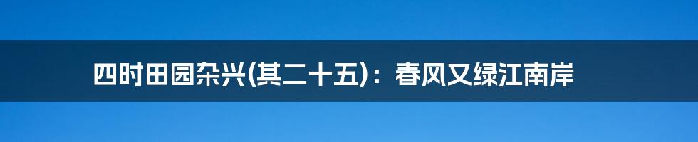 四时田园杂兴(其二十五)：春风又绿江南岸