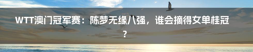 WTT澳门冠军赛:陈梦无缘八强,谁会摘得女单桂冠?