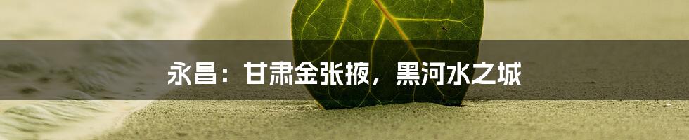 永昌:甘肃金张掖,黑河水之城