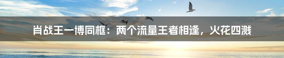 肖战王一博同框:两个流量王者相逢,火花四溅