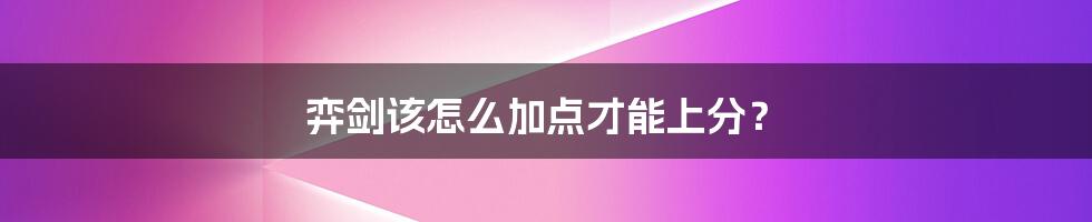 弈剑该怎么加点才能上分？